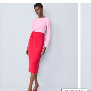 Ann Taylor Chic Pink and Red Colorblock Dress